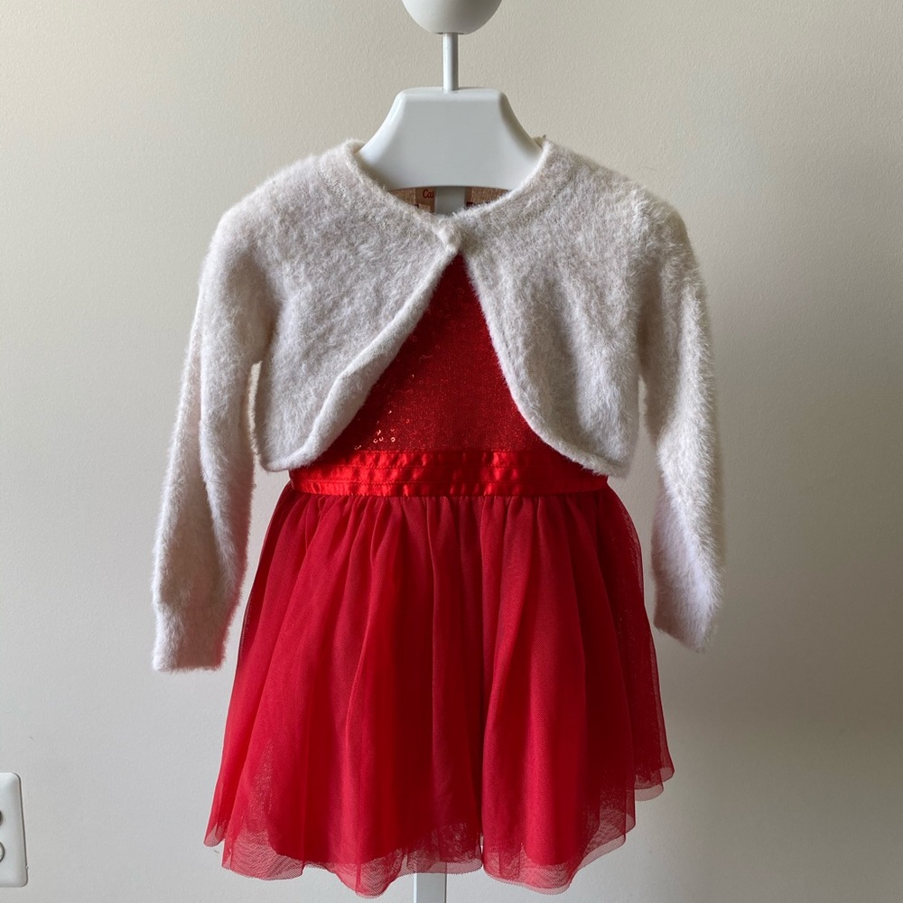 Red Formal Dress with Cardigan
